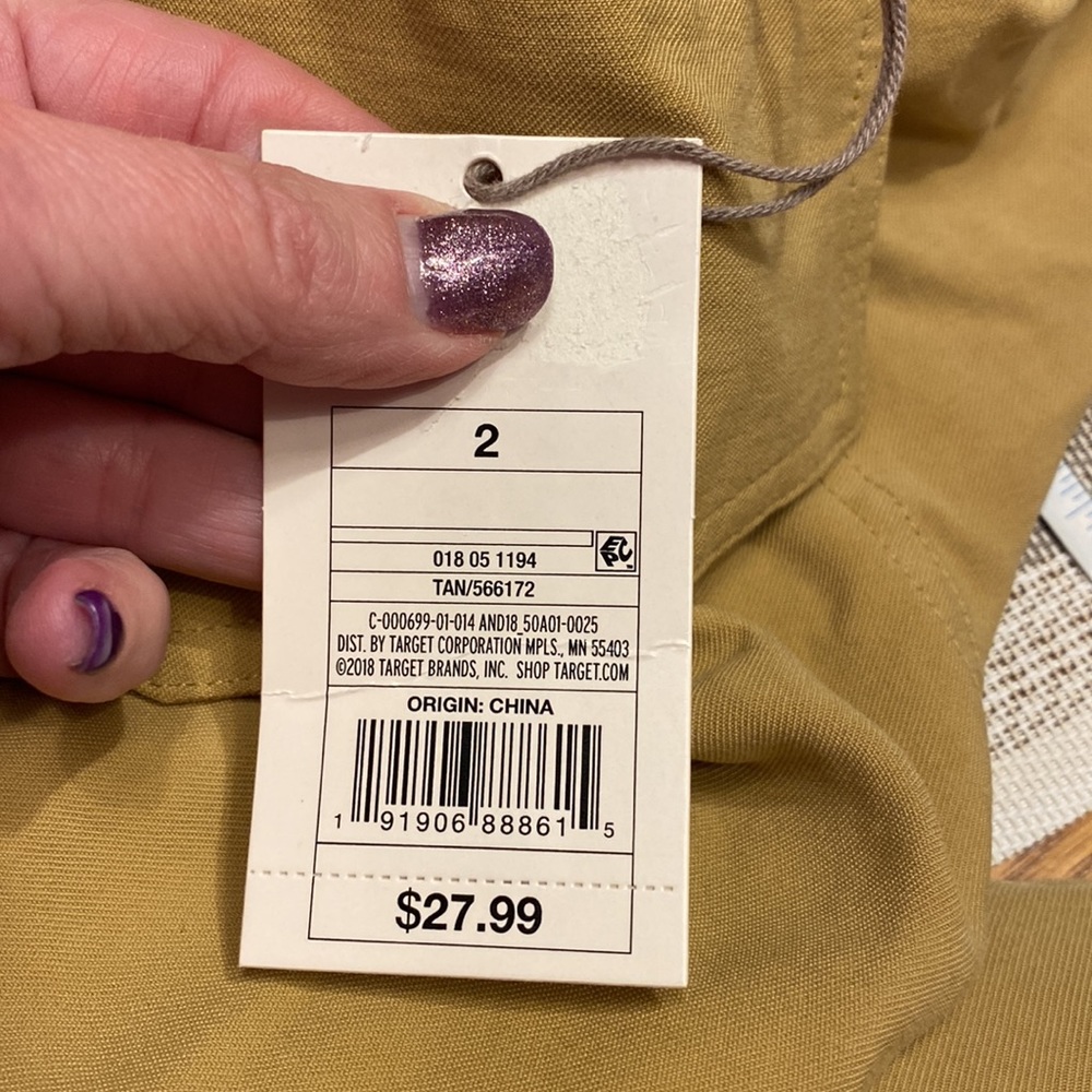 a new day - midi tan skirt with cute front pockets and complete button up front - Picture 8 of 10